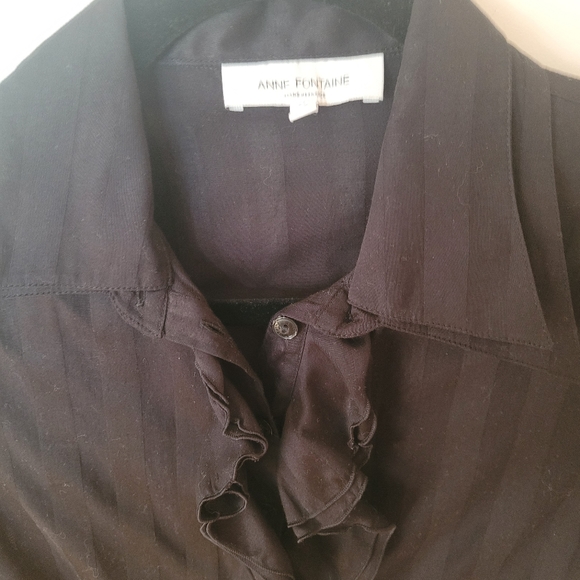 Anne Fontaine black blouse with ruffles - Picture 2 of 5